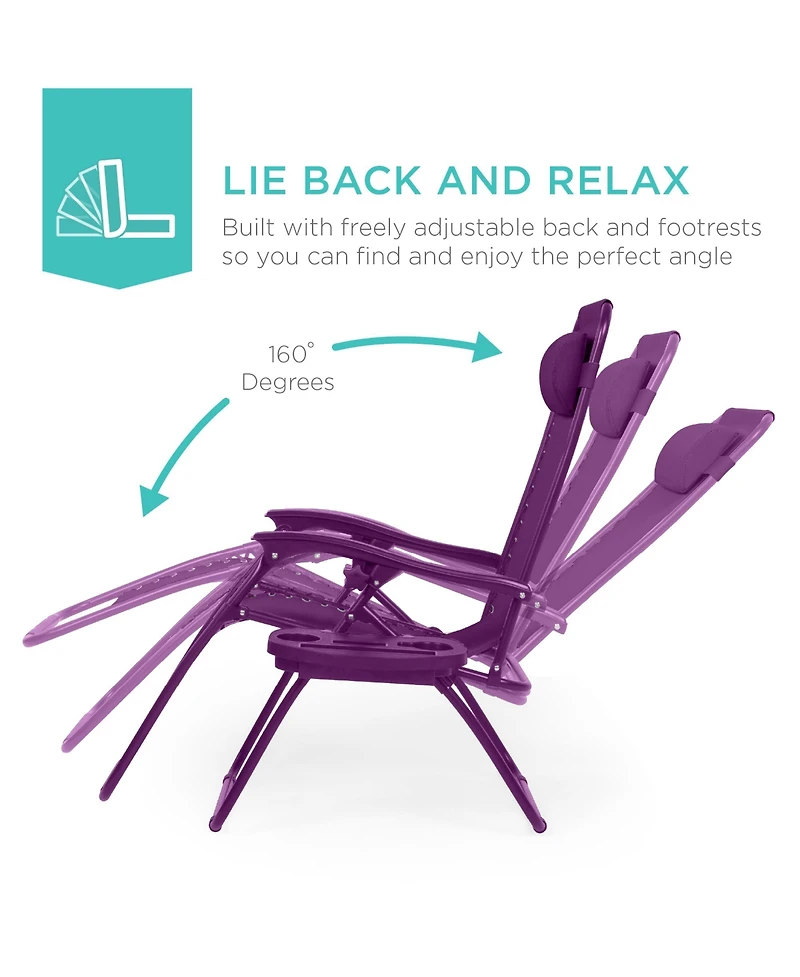 Best Choice Products Set of 2 Zero Gravity Lounge Chair Recliners for Patio