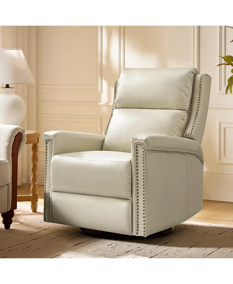 Hulala Home Medlin Transitional Faux Leather Dual Motor Swivel Rocker Recliner with Usb Ports