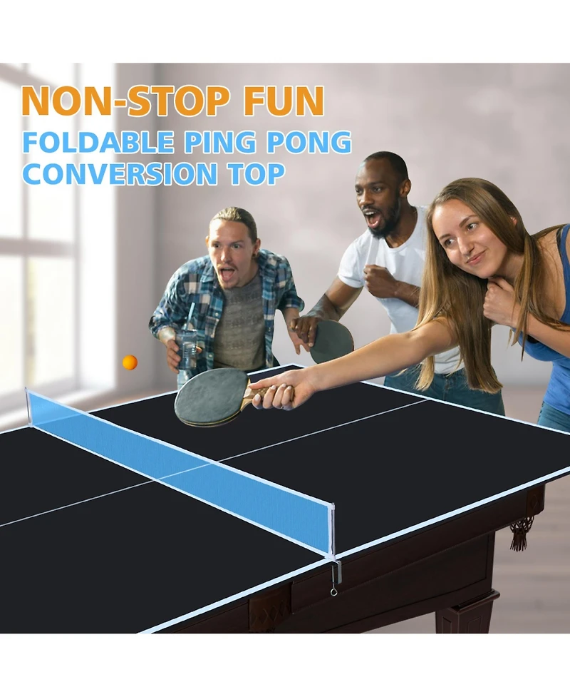 Rainsken 8.5FT Mid-Size Ping Pong Conversion Top, Foldable and Portable Tennis Table Top with Net, Single Side Upright for Indoor Games