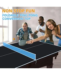 Rainsken 8.5FT Mid-Size Ping Pong Conversion Top, Foldable and Portable Tennis Table Top with Net, Single Side Upright for Indoor Games