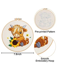 Gnuadz 3 Pack Highland Cow Embroidery Kit Adults Beginners Diy Gift