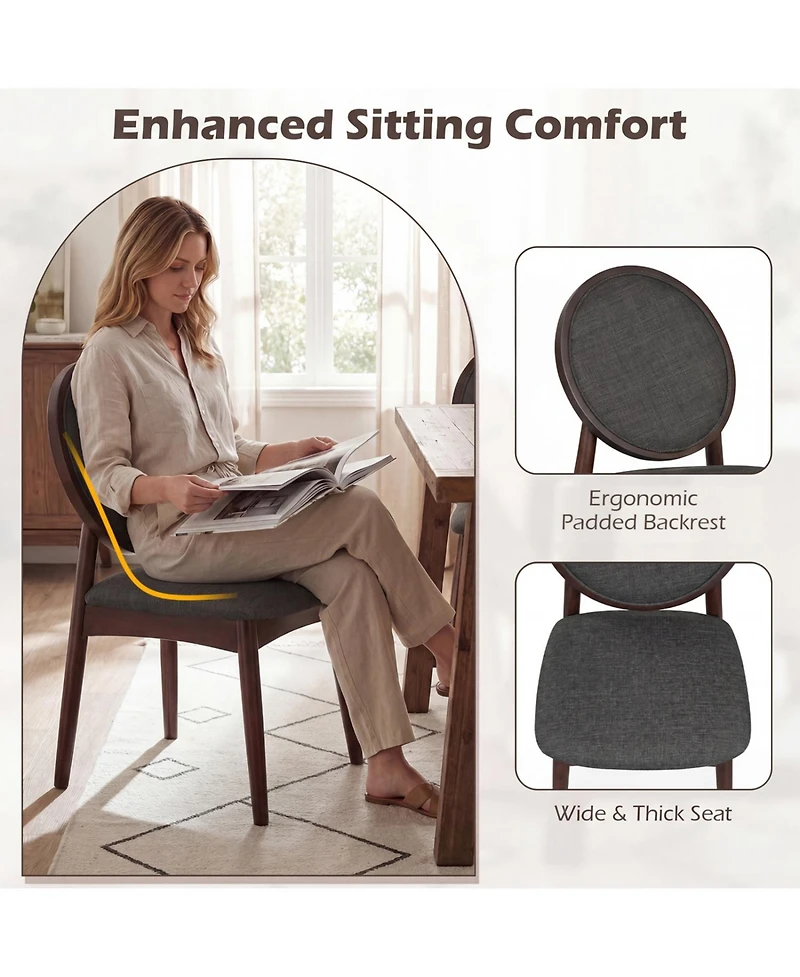 Slickblue Set of 2 Linen Fabric Side Chairs with Cushioned Seat