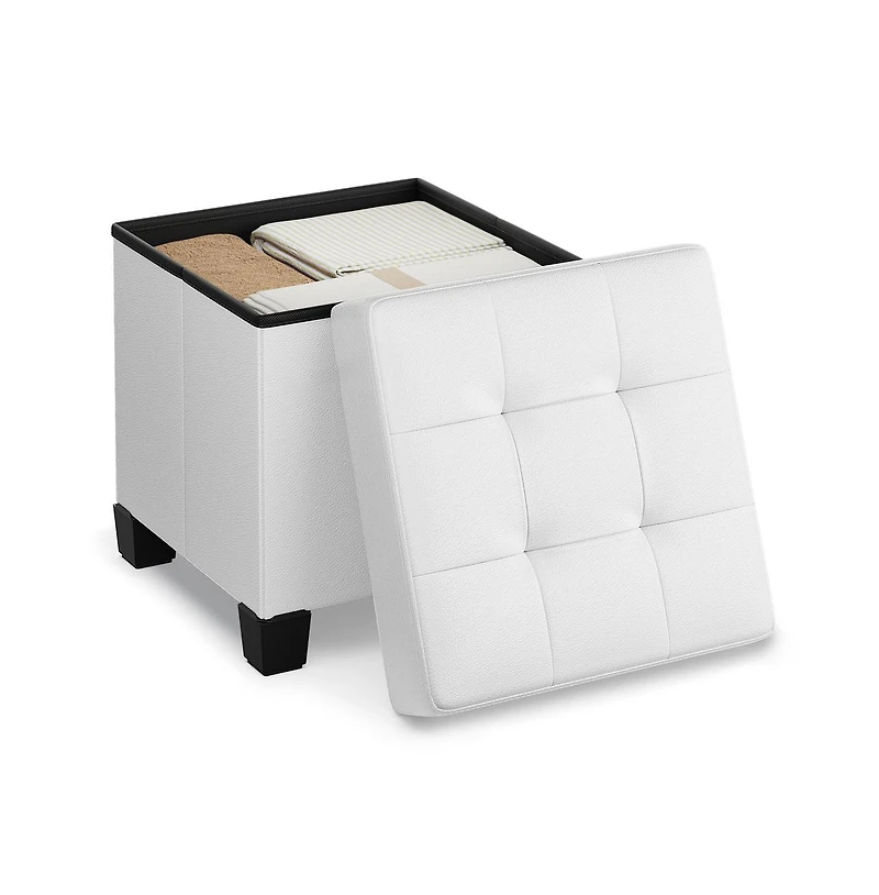 Slickblue Modern Faux Leather Storage Ottoman Cube Seat with Legs
