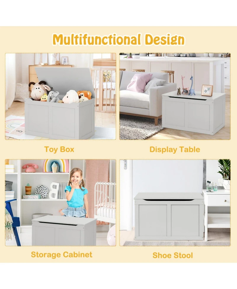 Gouun Safety Hinge Wooden Toy Storage Chest Organizer, 28 x 16 x 17 in