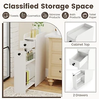Gymax Small Bathroom Storage Cabinet 4-Tier Narrow Toilet Side Storage Cabinet