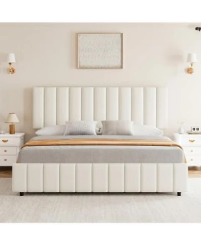 Gaomon Linen Upholstered Platform Bed Frame 4 Storage Drawers Adjustable Height Headboard No Box Spring Needed Easy Assembly