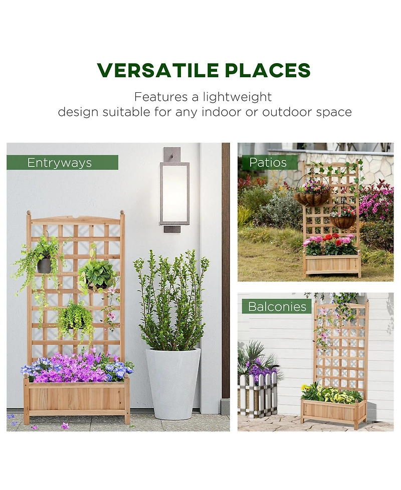 Outdoor 24" x 12" Backyard Plant Bed w/ Strong Wooden Design
