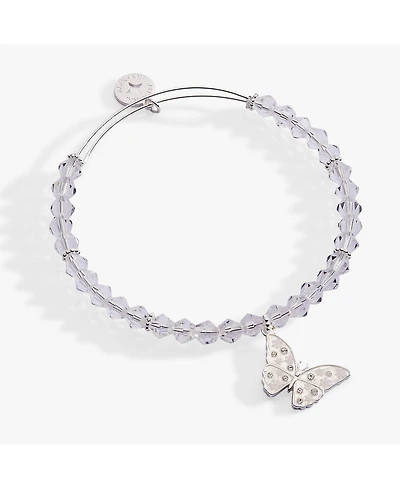 Alex and Ani Glass Butterfly Beaded Charm Bangle