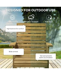 Outsunny Wooden Outdoor Rocking Chair, Traditional Slatted Wood Rocker with Armrests for Indoor & Outdoor, Light Brown