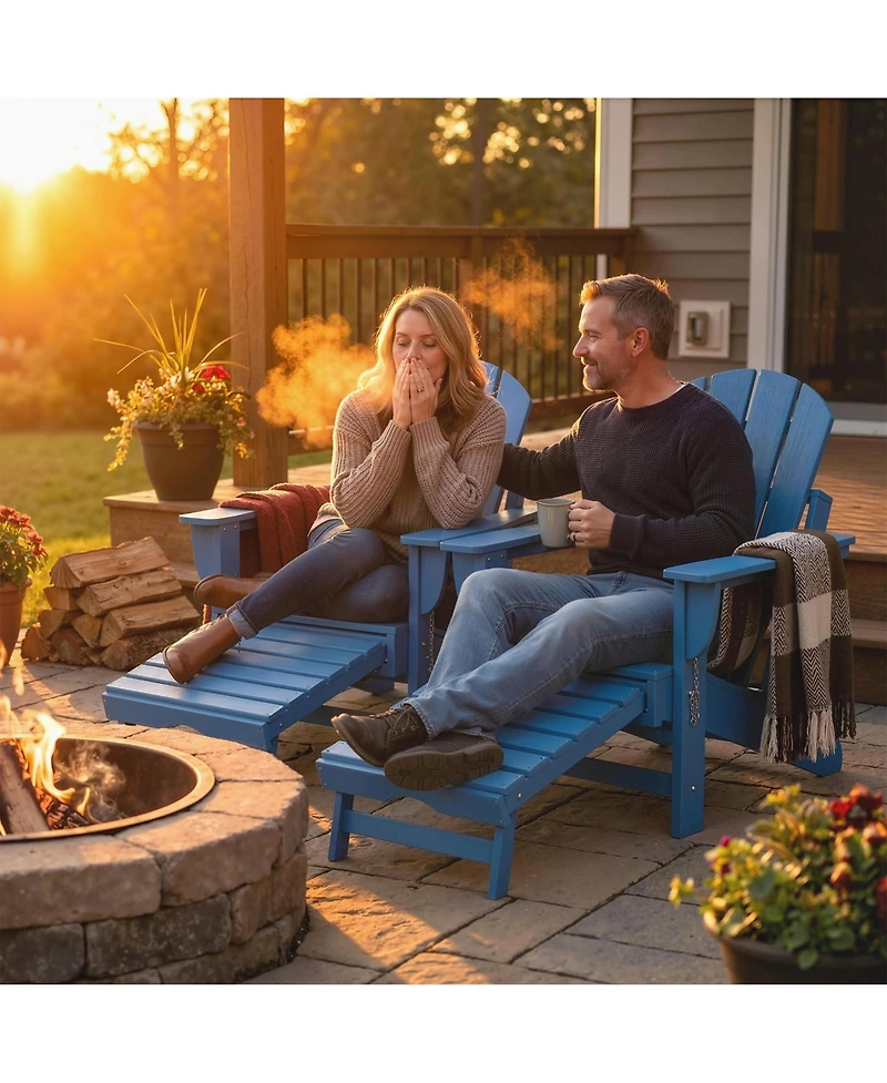 Outsunny Adirondack Chair Set of 2, Hdpe Fire Pit Chair with Cup Holder