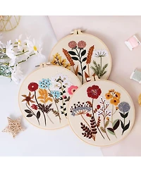 Gnuadz 3 Sets Embroidery Kit Beginners Hoop Flower Diy Craft