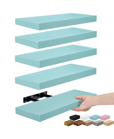 Sorbus 5 Pack Wall Mounted Floating Shelves - for Bathroom, Kitchen, Bedroom