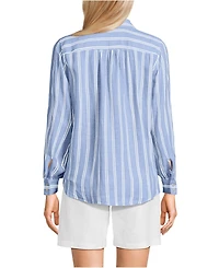 Lands' End Women's Tall Linen Long Sleeve Feminine Shirt