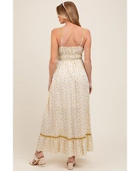 Pinkblush Maternity Yellow Floral Ribbon Detail Sleeveless Maxi Dress
