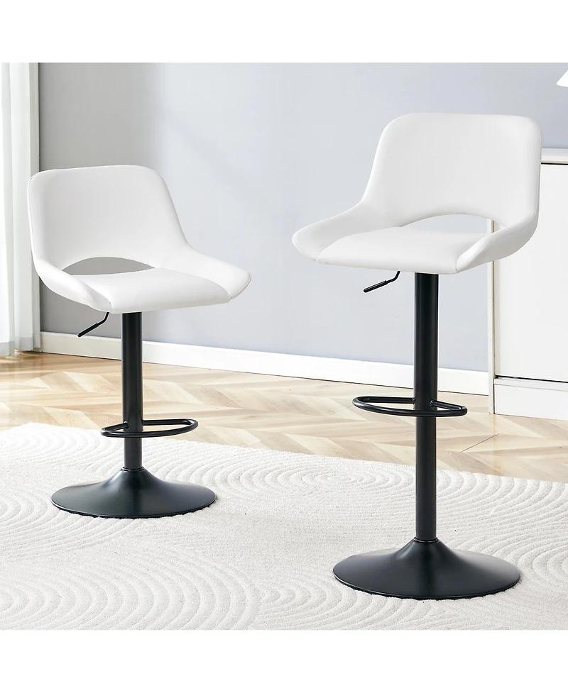 Flynama Modern Swivel Adjustable Bar Stools Set of 2, Pu, 250 Lbs Capacity