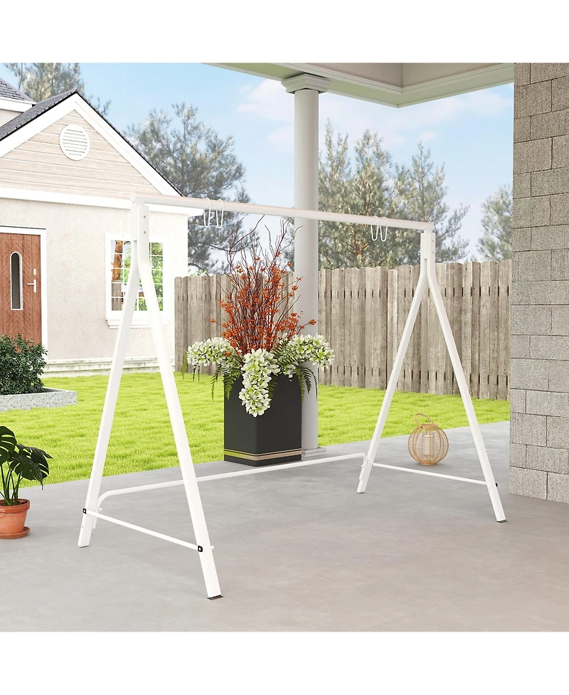 Outsunny Metal Porch Swing Stand, Heavy Duty Swing Frame, Hanging Chair Stand Only,528 Lbs Weight Capacity, for Backyard, Patio, Lawn, Playground, Whi