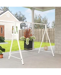 Outsunny Metal Porch Swing Stand, Heavy Duty Swing Frame, Hanging Chair Stand Only,528 Lbs Weight Capacity, for Backyard, Patio, Lawn, Playground, Whi