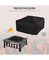 Outsunny 34" Fire Pit Outdoor Wood Burning Firepit Table w/ Log Grate, Poker