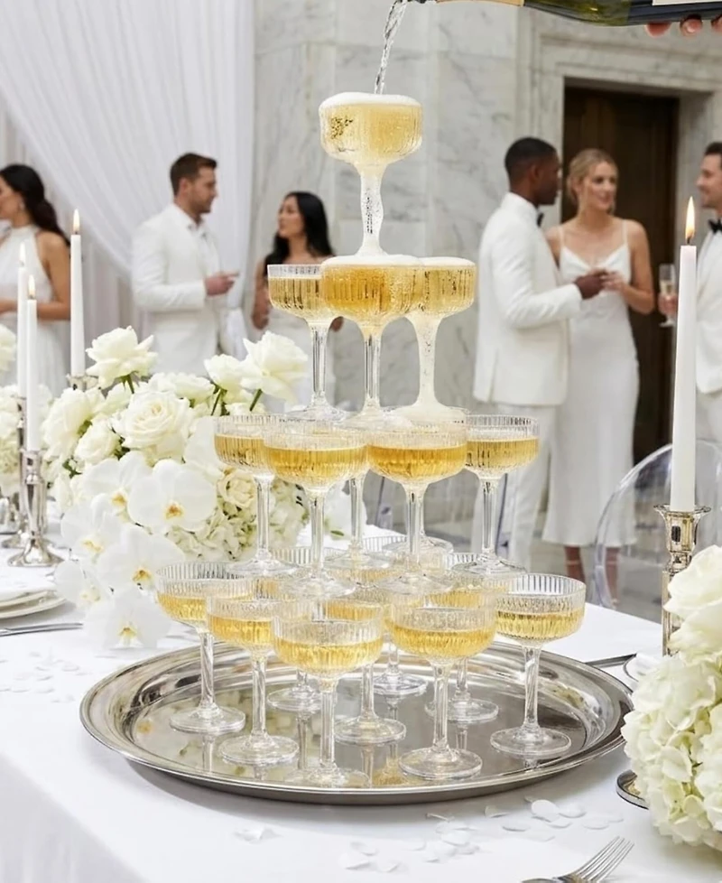 The Wine Savant Stackable Acrylic Wedding Coupe Glasses, Set of 20