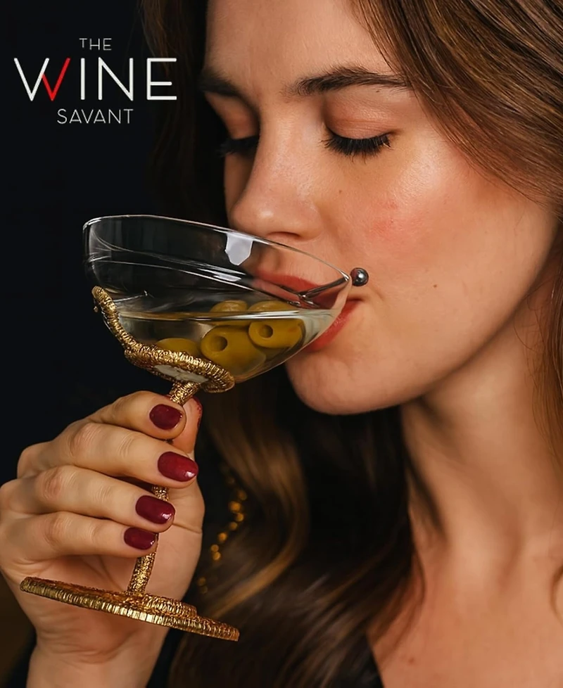 The Wine Savant Gold Snake Cocktail Glasses, Set of 2