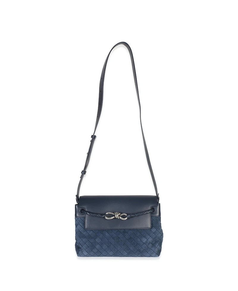 Pre-Owned Bottega Veneta Neptune Intrecciato Suede Andiamo Messenger Bag