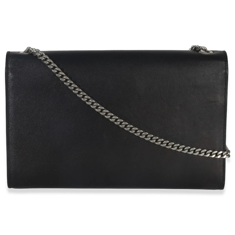 Pre-Owned Saint Laurent Black Smooth Calfskin Studded Heart Medium Kate Chain Bag
