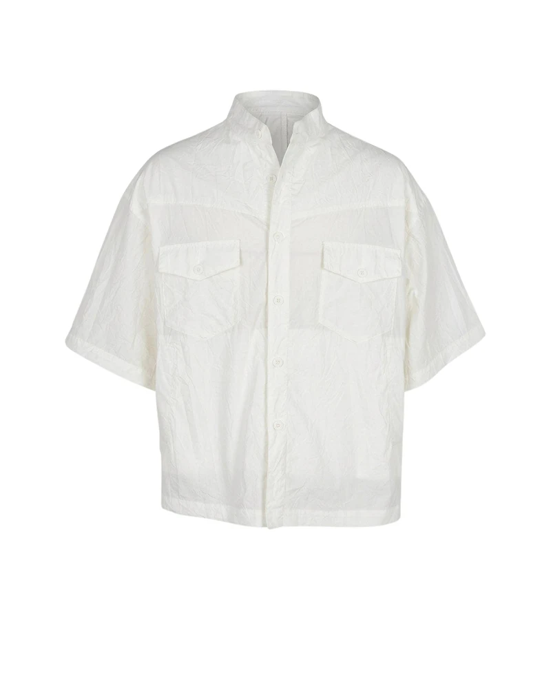 Modenaire Men's Short Sleeve Stand-Collar Dual-Pocket Shirt
