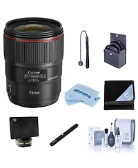 Canon Ef 35mm 1.4L Ii Usm Lens, Bundle with Lens Wrap, 72mm Filter Kit, Lens Shade, Lens Cleaner and Lens Cap Tether