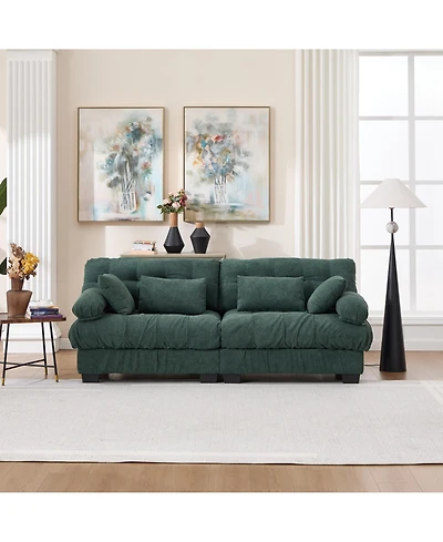 Rainsken 88" Cloud Loveseat Sofa, Modular Sectional Modern Oversized Sleeper Couch with Armrests and Pillows, Deep 2-Seat for Living Room