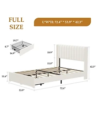 gaomon Velvet Wingback Platform Bed with 2 Storage Drawers Upholstered Bed Frame, Wooden Slats, No Box Spring Needed
