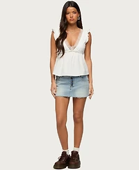 Edikted Women's Emree Distressed Denim Mini Skirt