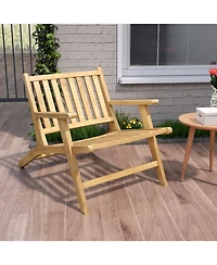 Gouun Mid-Century Outdoor Teak Wood Reclining Chair with 107degree(s) Backrest and Sleek Armrests