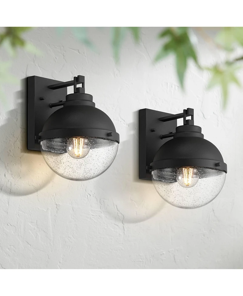 Possini Euro Design Sargasso 11" High Modern Outdoor Wall Light Fixture Mount Porch House Set of 2 Sand Black Marine Grade Finish