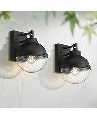 Possini Euro Design Sargasso 11" High Modern Outdoor Wall Light Fixture Mount Porch House Set of 2 Sand Black Marine Grade Finish