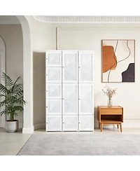 Clihome 41" Foldable Clothing Storage Cabinet Closet Entryway Wardrobe with Magnetic Door