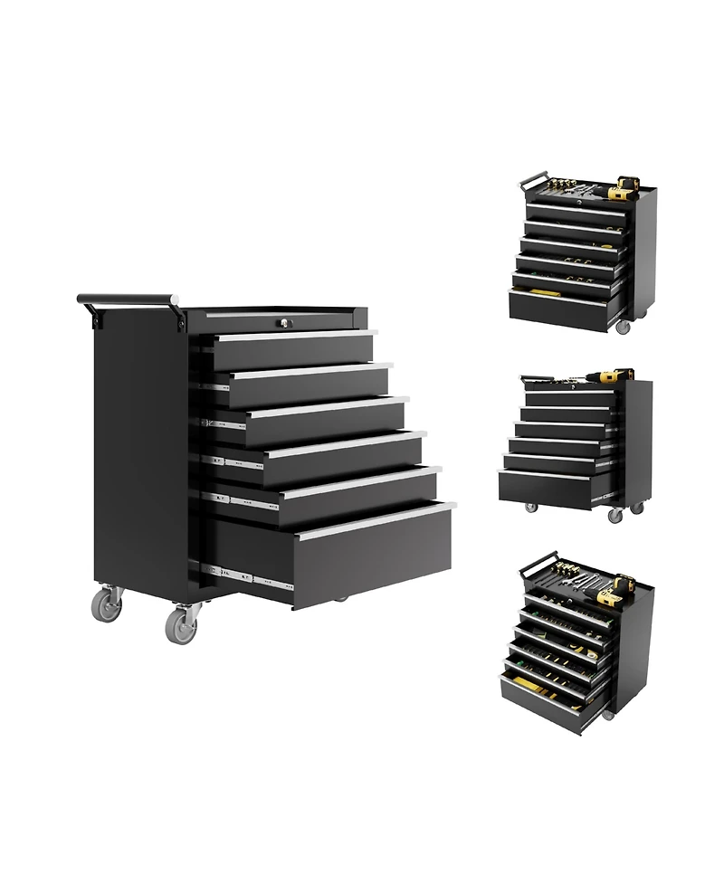 Gaomon 6-Drawer Portable Tool Storage Cart, Rolling Tool Chest Cabinet, Lockable Toolbox Organizer