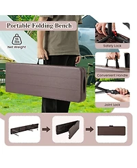 Sugift 6 Feet Folding Hdpe Bench with 1320 Lbs Capacity and Handle Lock