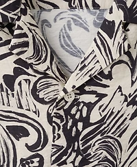 Mango Men's Bowling Collar Printed Flowing Shirt