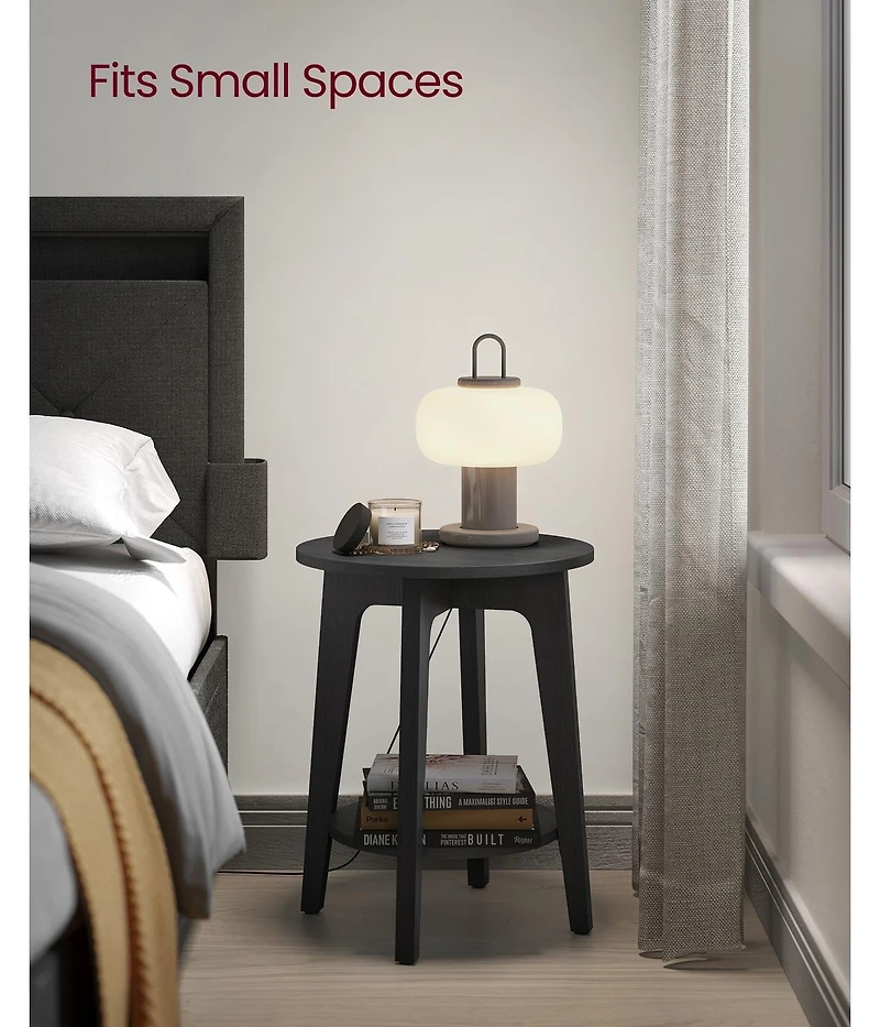 Slickblue Modern Round End Table with Lower Shelf for Sofa and Bedside