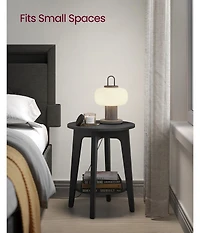 Slickblue Modern Round End Table with Lower Shelf for Sofa and Bedside