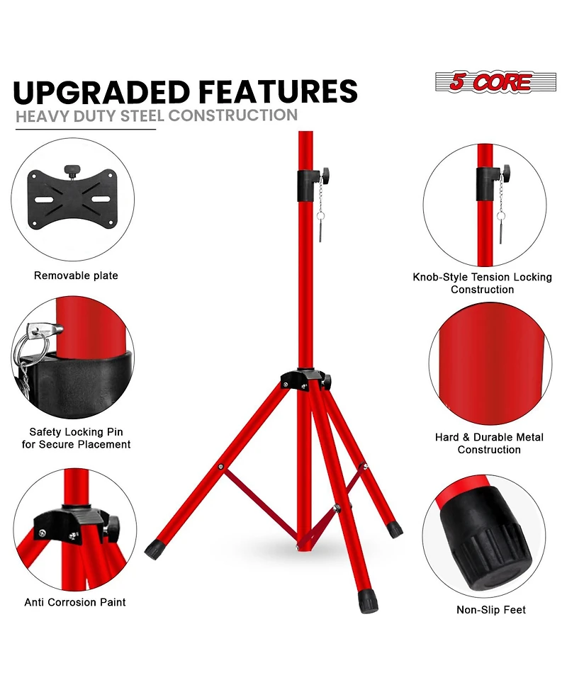 5 core Speaker Stands Pair Adjustable 54 Inch Tripod 132 lbs Capacity 35mm Mount for Dj Pa Use