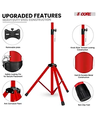 5 core Speaker Stands Pair Adjustable 54 Inch Tripod 132 lbs Capacity 35mm Mount for Dj Pa Use