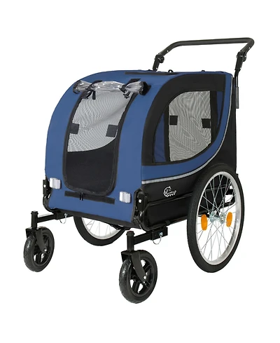 Aostirmotor 2-in-1 Bike Trailer and Pet Stroller for Dogs up to 100 lbs, Foldable Carrier Cart with Air-Filled Wheels