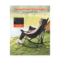 Sugift Heated Camping Chair 3 Heating Settings Large-Sized Padded Folding Rocker