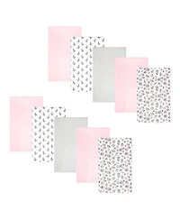 Hudson Baby Girl Cotton Poly Flannel Burp Cloths 10-Pack, Pink Primrose, One Size