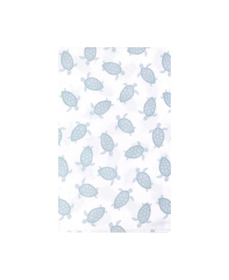 Hudson Baby Infant Cotton Poly Flannel Burp Cloths Bundle 12-Pack, Little Sea Turtle, One Size