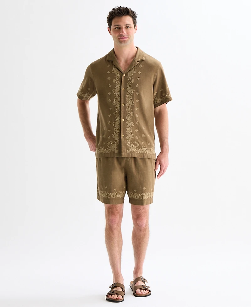 Lucky Brand Men's Short-Sleeve Bandana Eyelet Shirt