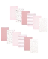 Hudson Baby Girl Cotton Poly Flannel Burp Cloths Bundle 12-Pack, Wispy Wild Flower Bunny, One Size