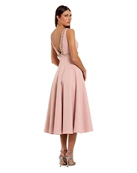 Mac Duggal Women's Rhinestone Embellished Crepe A Line Midi Dress