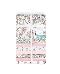 Hudson Baby Girl Cotton Poly Flannel Receiving Blankets Bundle 7-Pack, Soft Pink Floral, One Size